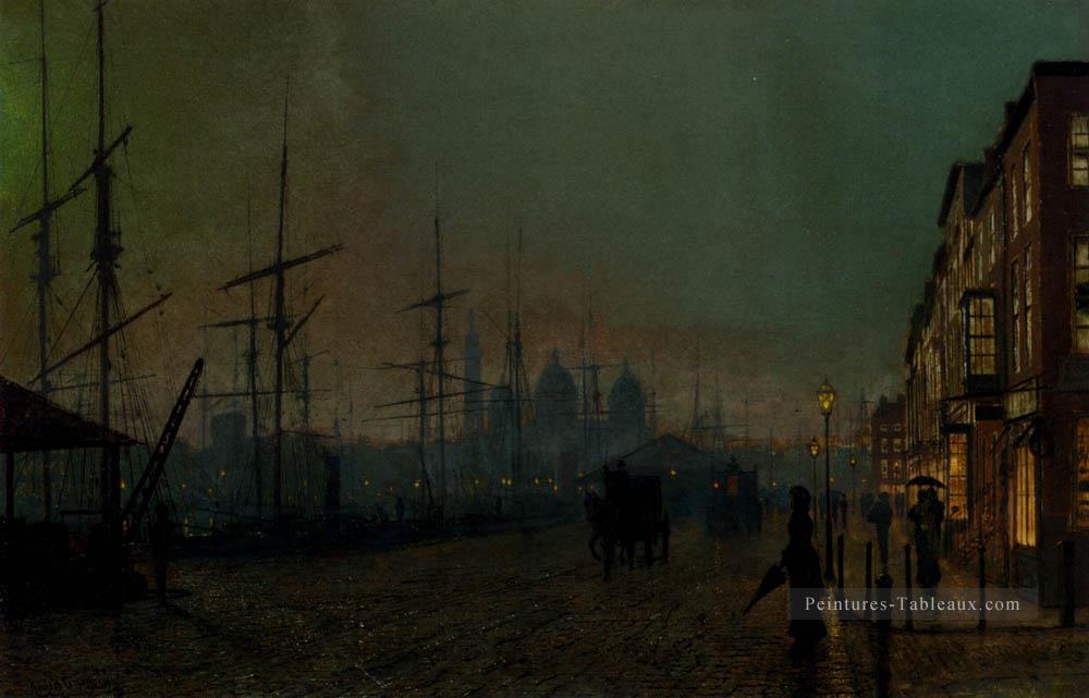 Humber Dockside Hull scènes de la ville John Atkinson Grimshaw paysages urbains Peintures à l'huile